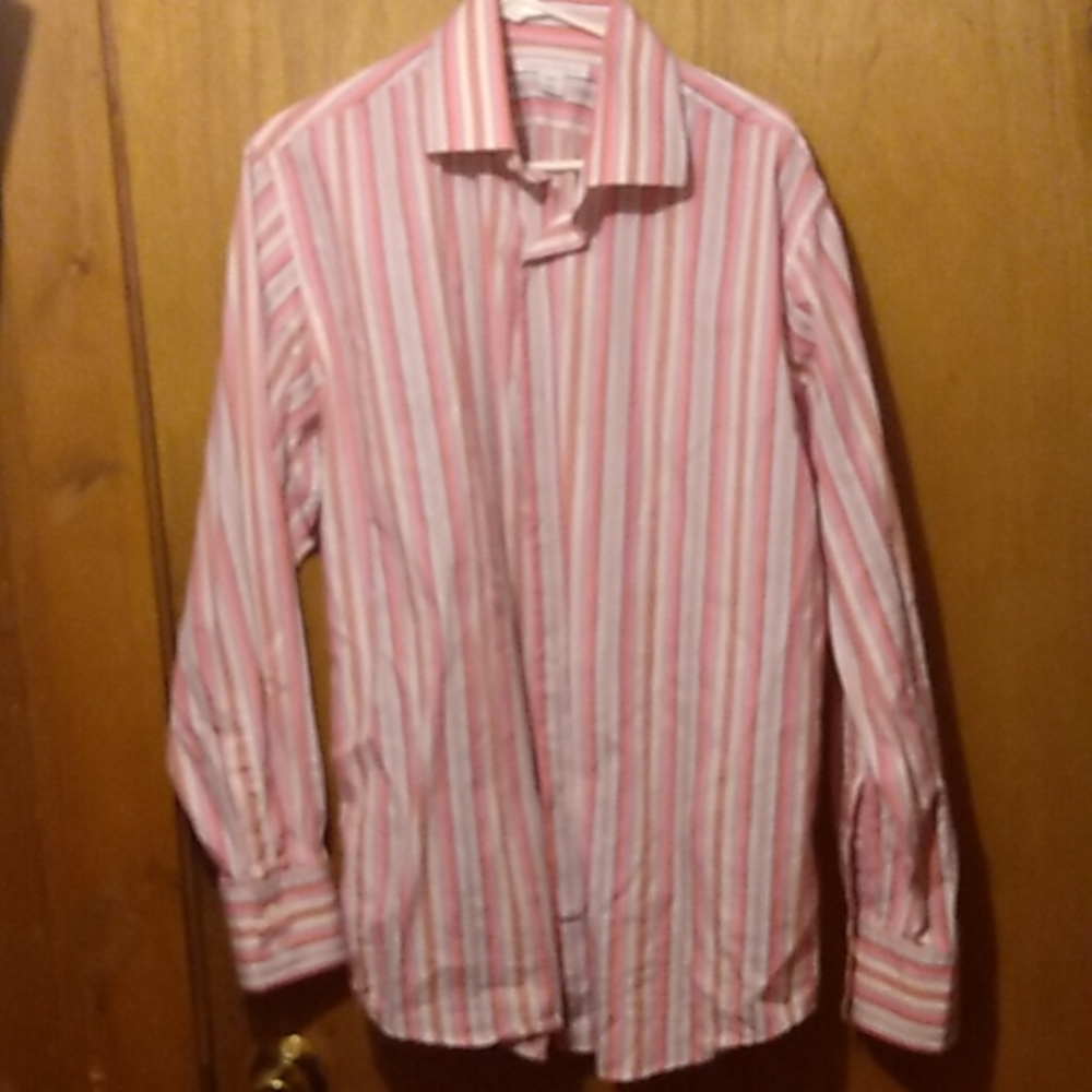 Banana Republic Men's Large Pink Striped Cotton Button front Shirt